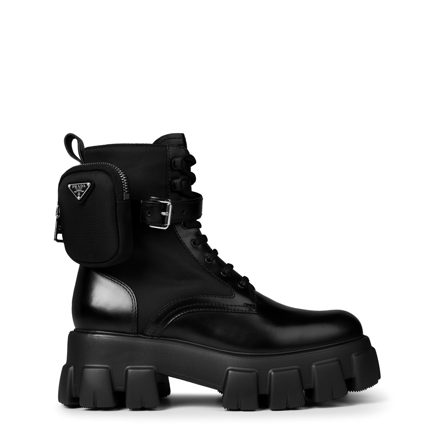 Perfect PRADA Mono Combat Boots Women Black F0002 Flannels